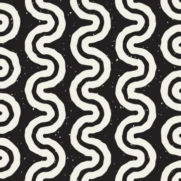 Vector Seamless Hand Drawn Wavy Lines Grunge Pattern Illustrazione stock