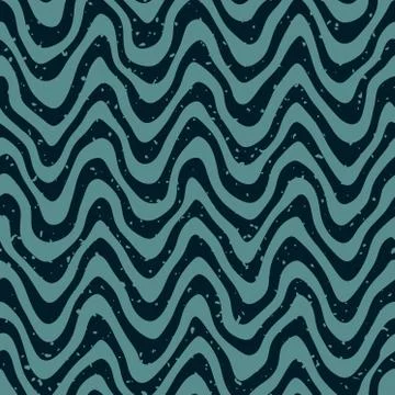 Vector Seamless Hand Drawn Wavy Distorted Lines Retro Pattern イラスト素材