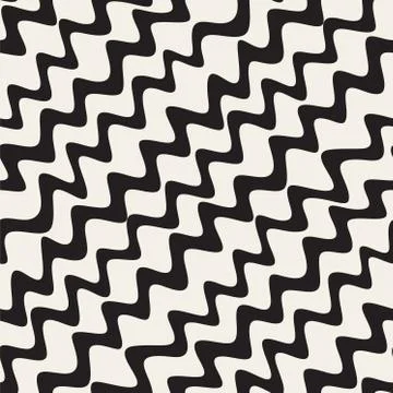 Vector Seamless Hand Drawn Wavy Diagonal Stripes Pattern 스톡 일러스트