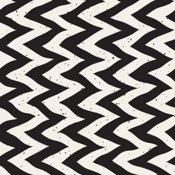 Vector Seamless Hand Drawn Zig Zag Distorted Lines Retro Pattern 스톡 일러스트
