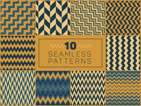 Vector Seamless Hand Drawn ZigZag Patterns Stock Illustration