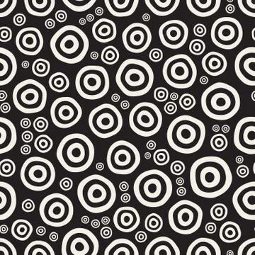 Vector Seamless Hand Painted Circular Rings Jumble Pattern Illustrazione stock