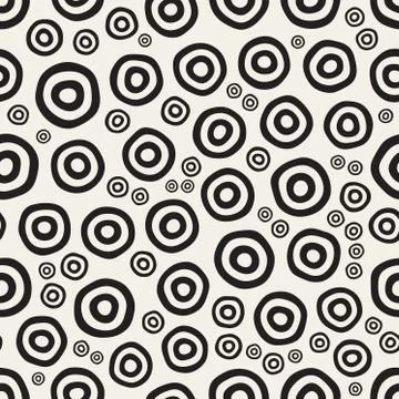 Vector Seamless Hand Painted Circular Rings Jumble Pattern Stock Illustration