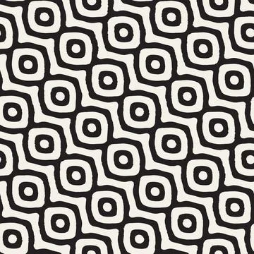 Vector seamless hand-painted ink pattern. Abstract decorative background. S.. Stock Illustration