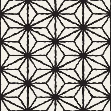 Vector Seamless Hand Painted Line Geometric Triangle Grid Star Pattern Illustrazione stock