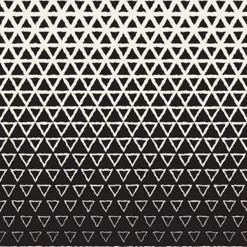 Vector Seamless Hand Painted Line Geometric Triangles Halftone Gradient Pattern Stock Illustration