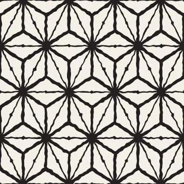 Vector Seamless Hand Painted Line Geometric  Rhombus Grid Pattern Illustrazione stock