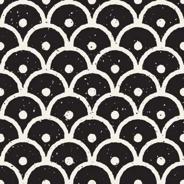 Vector Seamless Hand Painted Line Geometric Circular Oriental Grungy Pattern 스톡 일러스트