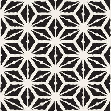 Vector Seamless Hand Painted Line Geometric Triangle Rhombus Grid Pattern Stock Illustration