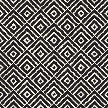 Vector Seamless Hand Painted Line Concentric Rhombus Shape Pattern 스톡 일러스트