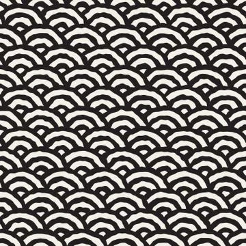 Vector Seamless  Hand Painted Line Geometric Circular Oriental Pattern Stock Illustration