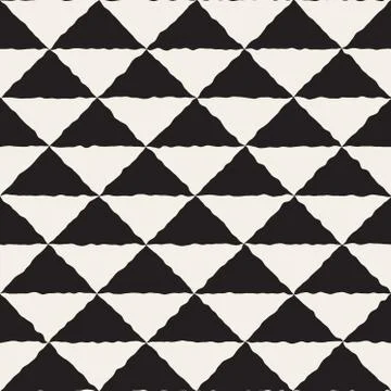 Vector Seamless  Hand Painted Line Geometric Triangles Checker Pattern Illustrazione stock