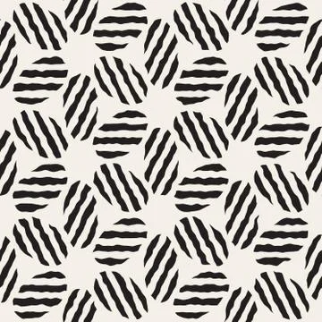 Vector Seamless Hand Painted Line Geometric Ellipse Stripes Pattern イラスト素材