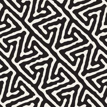 Vector seamless hand-painted pattern. Abstract decorative background with bru Stock Illustration