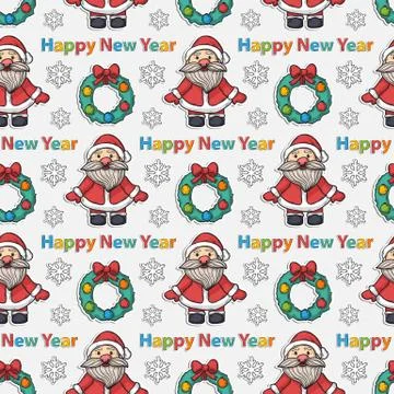 Vector seamless Happy New Year pattern Stock Illustration