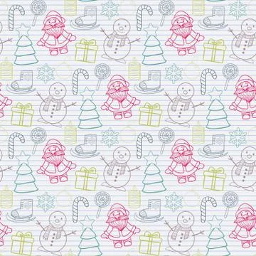 Vector seamless   Happy New Year and Merry Christmas pattern Stock Illustration