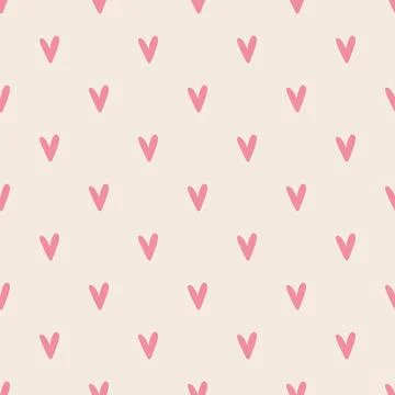 Vector seamless heart cute pattern with pink hearts, repeating texture Stock Illustration
