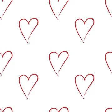 Vector seamless heart pattern in graphic style. Hearts of different shapes and Stock Illustration