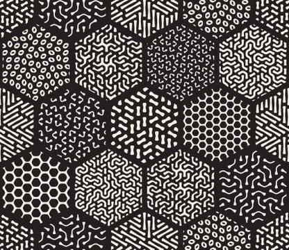 Vector Seamless Hexagonal Jumble Patterns イラスト素材