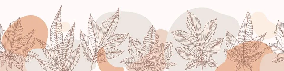 Vector seamless horizontal pattern with hand drawn autumn maple leaves isol.. イラスト素材