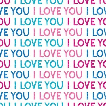 Vector seamless I love you pattern. Vector handdrawn texture Stock Illustration