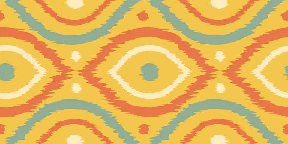Vector seamless ikat ogee pattern in vintage style. Retro pattern of abstra.. Stock Illustration