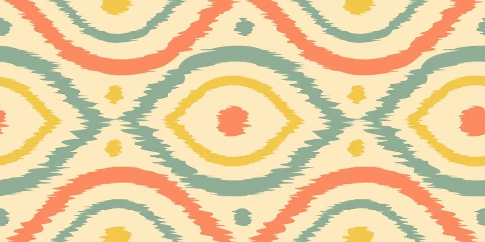 Vector seamless ikat ogee pattern in vintage style. Retro pattern of abstra.. Stock Illustration
