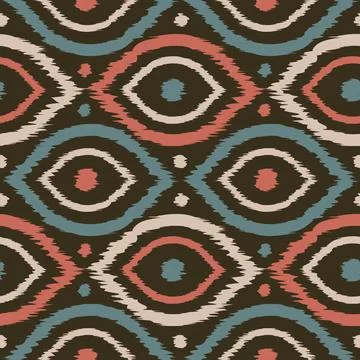 Vector seamless ikat ogee pattern in vintage style. Retro pattern of abstra.. Stock Illustration