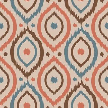 Vector seamless ikat ogee pattern in vintage style. Retro pattern of abstra.. Stock Illustration