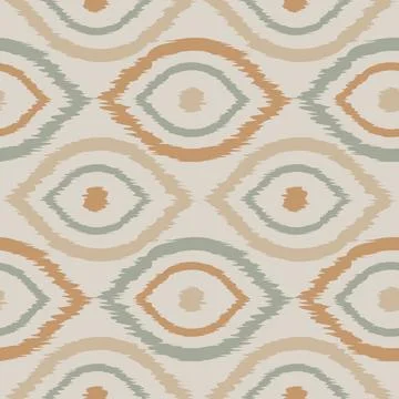 Vector seamless ikat ogee pattern in vintage style. Retro pattern of abstra.. Stock Illustration