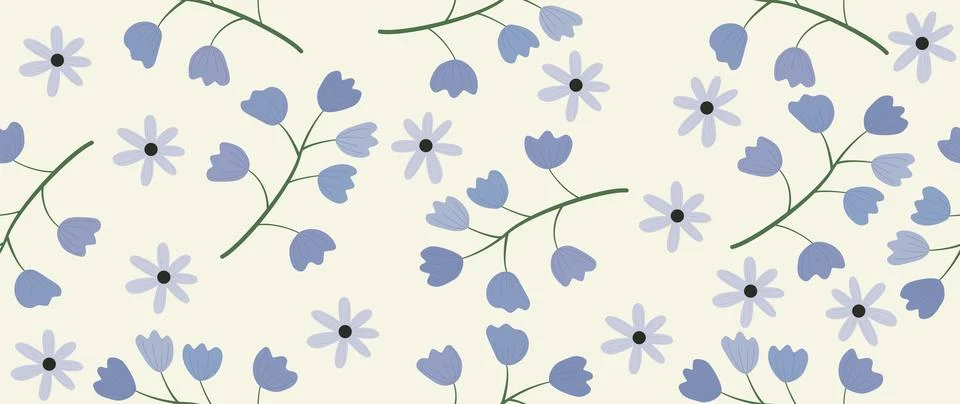 Vector seamless illustration. Abstract spring flowers on a light background 库存插图