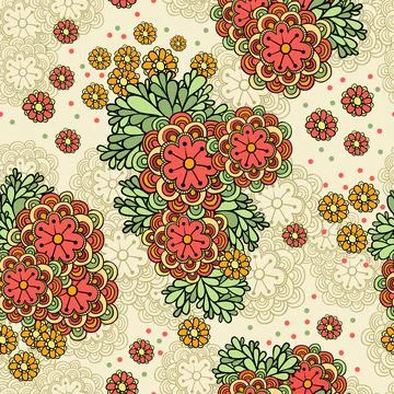 Vector seamless illustration with flowers Stock Illustration