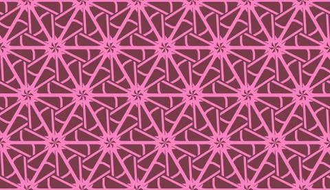 Vector Seamless illustration with pattern in triangles style. Curved line. De Stock Illustration