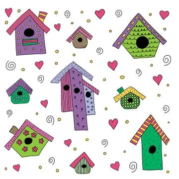 Vector seamless illustration set of creative child hand drawings with different Stock Illustration