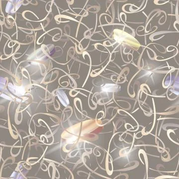 Vector seamless image of silver and gold coins on the background of curved 库存插图