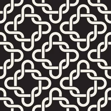 Vector seamless interlaced pattern. Repeating geometric tiles with weaved bold Stock Illustration