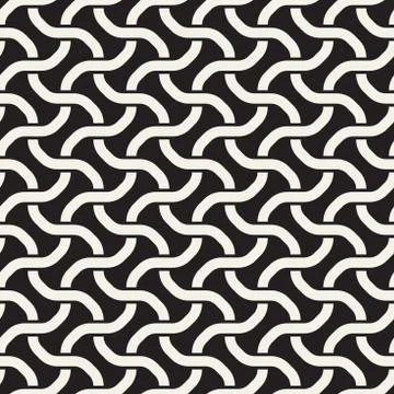 Vector seamless interlaced pattern. Repeating geometric tiles with weaved bold Stock Illustration