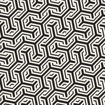 Vector Seamless Interlacing Lines Pattern. Repeating Geometric Background With Stock Illustration