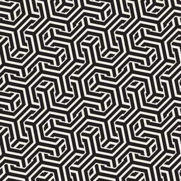 Vector Seamless Interlacing Lines Pattern. Repeating Geometric Background With Stock Illustration