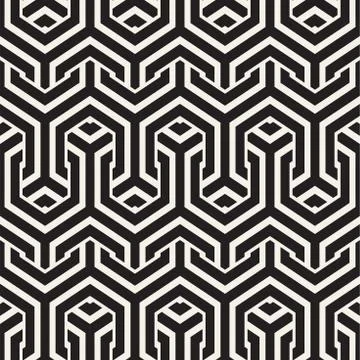 Vector Seamless Interlacing Lines Pattern. Repeating Geometric Background With Stock Illustration
