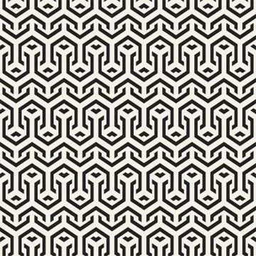 Vector Seamless Interlacing Lines Pattern. Repeating Geometric Background With Stock Illustration