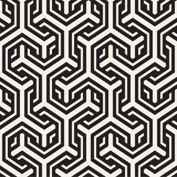 Vector Seamless Interlacing Lines Pattern. Repeating Geometric Background With Stock Illustration
