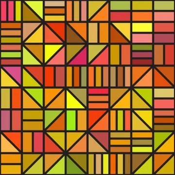 Vector Seamless Irregular Block Grid Pattern In Orange Green Shades Illustrazione stock