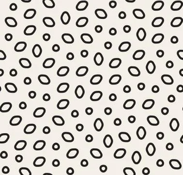 Vector Seamless Irregular Jumble Outlined Ellipses and Circles Pattern Stock Illustration