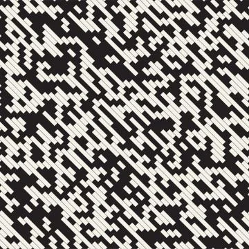 Vector Seamless Irregular Lines Grid Pattern. Trendy Monochrome Texture. Ab.. Stock Illustration