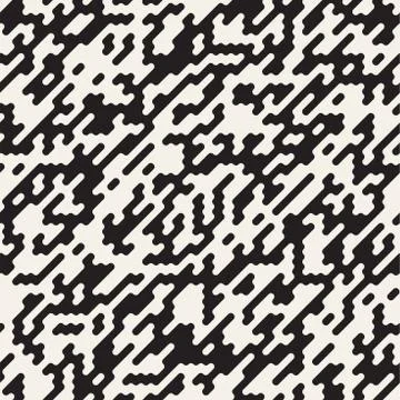 Vector Seamless Irregular Lines Grid Pattern. Trendy Monochrome Texture. Ab.. イラスト素材