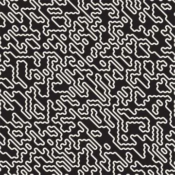 Vector Seamless Irregular Lines Grid Pattern. Trendy Monochrome Texture. Ab.. Illustrazione stock