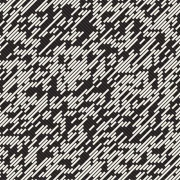 Vector Seamless Irregular Lines Grid Pattern. Trendy Monochrome Texture. Ab.. Illustrazione stock