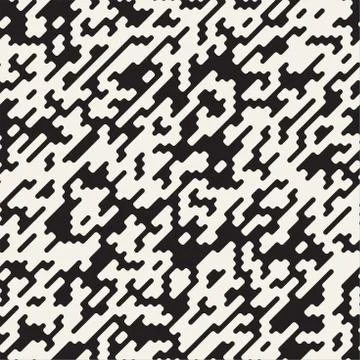 Vector Seamless Irregular Lines Grid Pattern. Trendy Monochrome Texture. Ab.. Stock Illustration