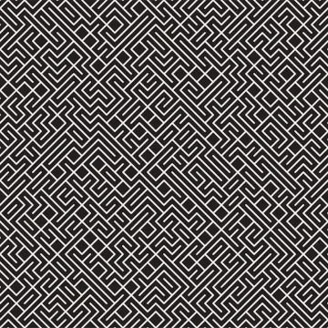 Vector Seamless Irregular Lines Grid Pattern. Trendy Monochrome Texture. Ab.. 스톡 일러스트